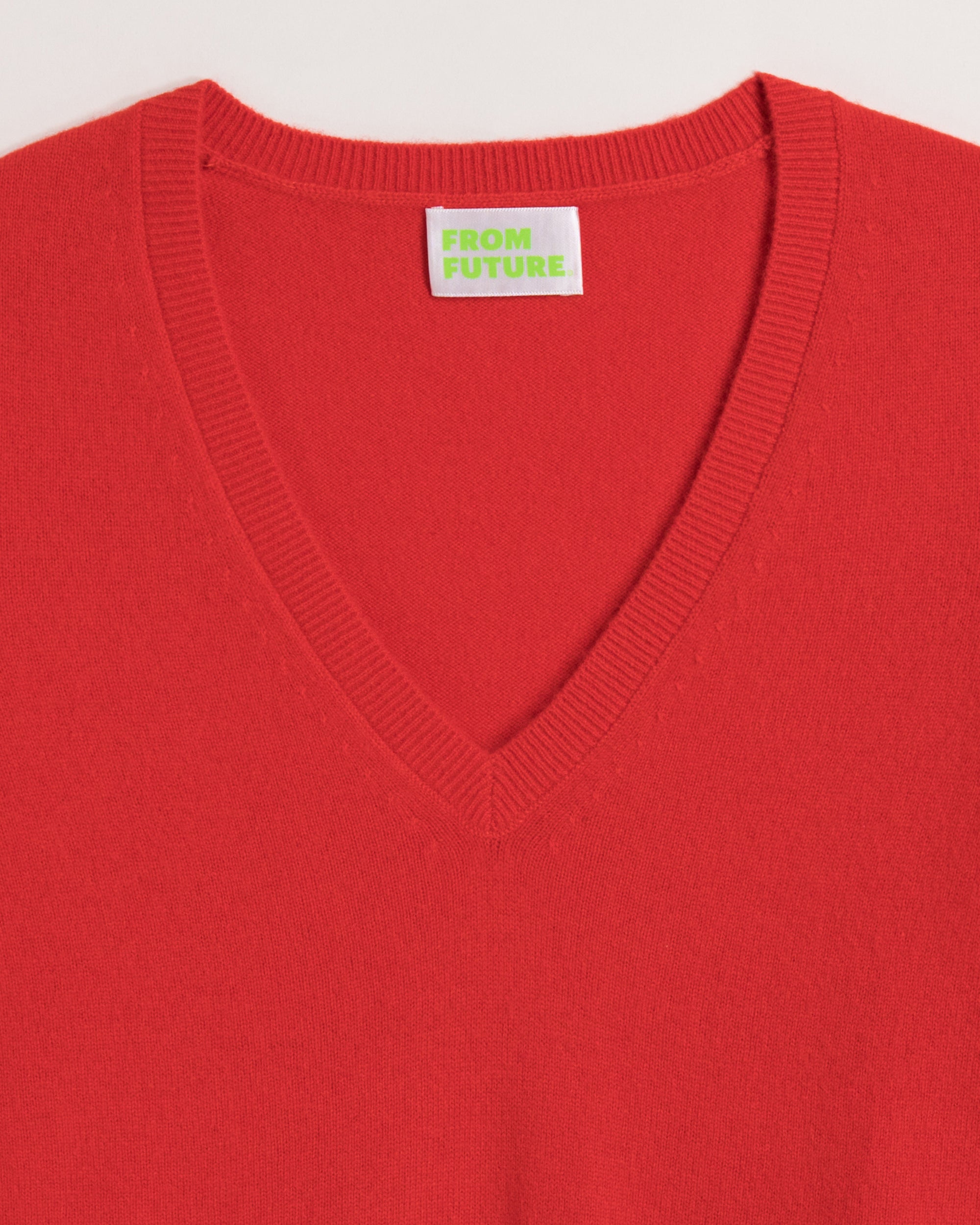 Pull à col V en cachemire - Winter Red