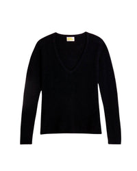Pull fin Light à col V en cachemire - Black