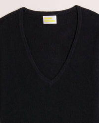 Pull fin Light à col V en cachemire - Black