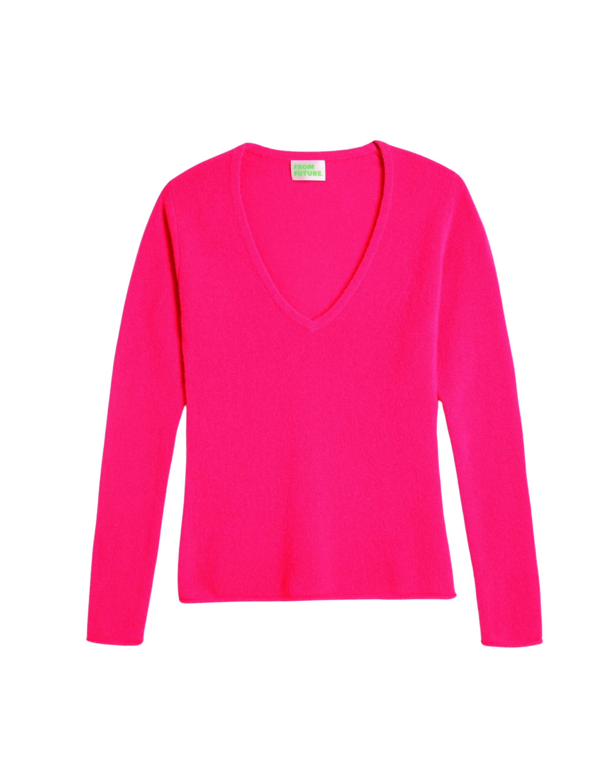 Pull fin Light à col V en cachemire - Winter Fuchsia