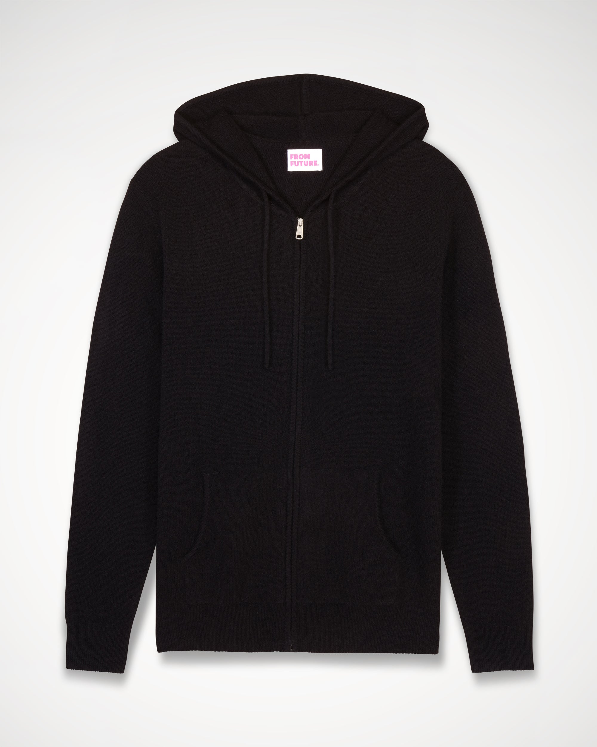 Hoodie Light à zip en cachemire - Black