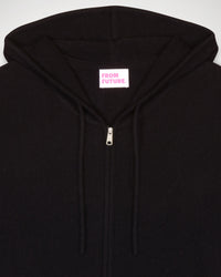 Hoodie Light à zip en cachemire - Black