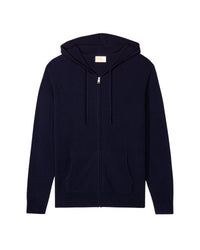 Hoodie Light à zip en cachemire - Navy