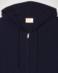 Hoodie Light à zip en cachemire - Navy