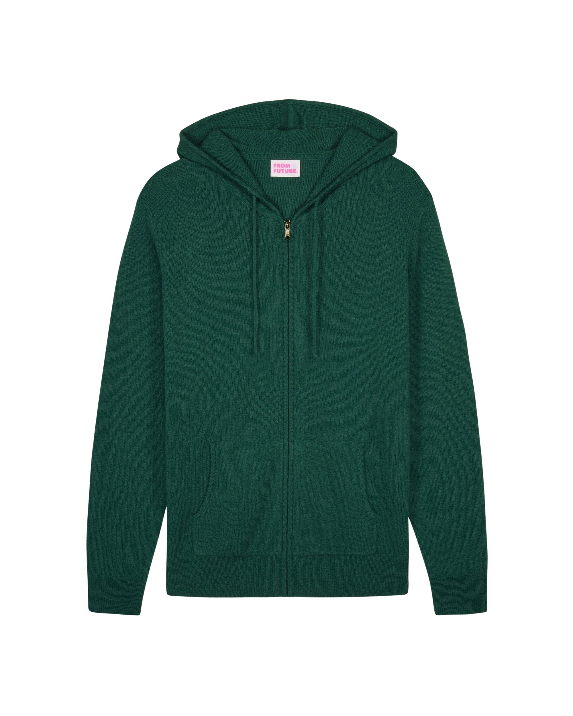 Hoodie Light à zip en cachemire - Dark Green