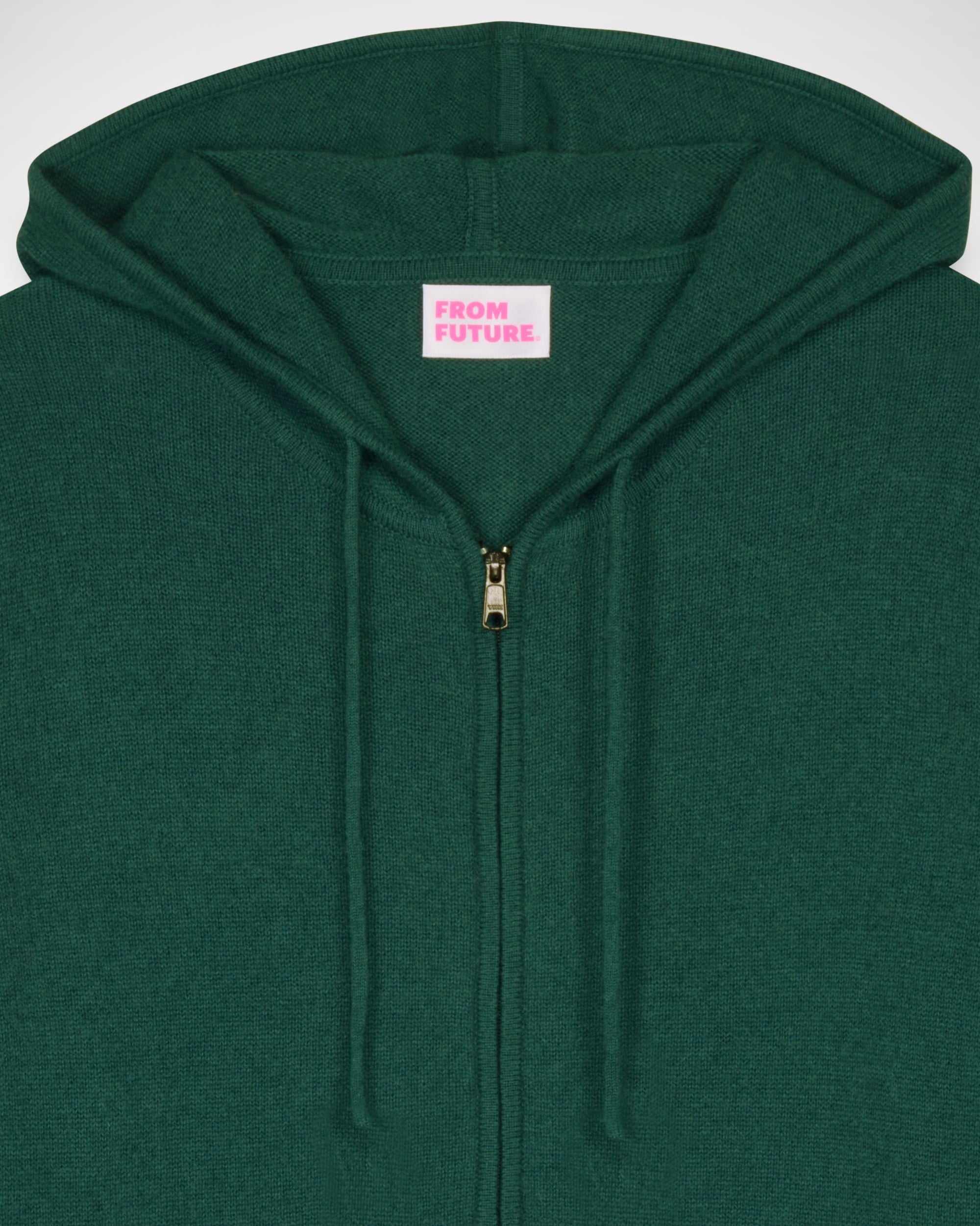 Hoodie Light à zip en cachemire - Dark Green