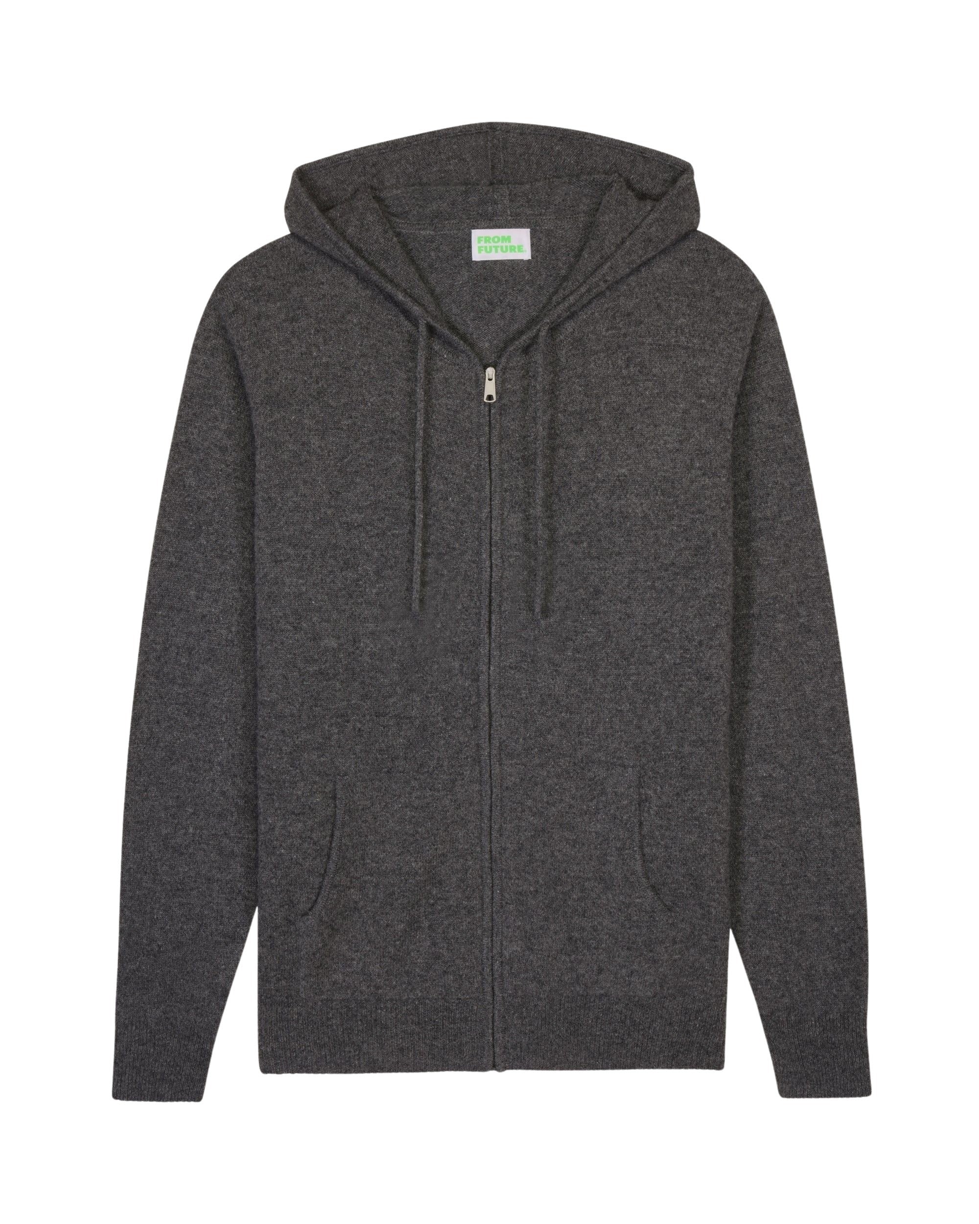 Hoodie Light à zip en cachemire - Anthracite