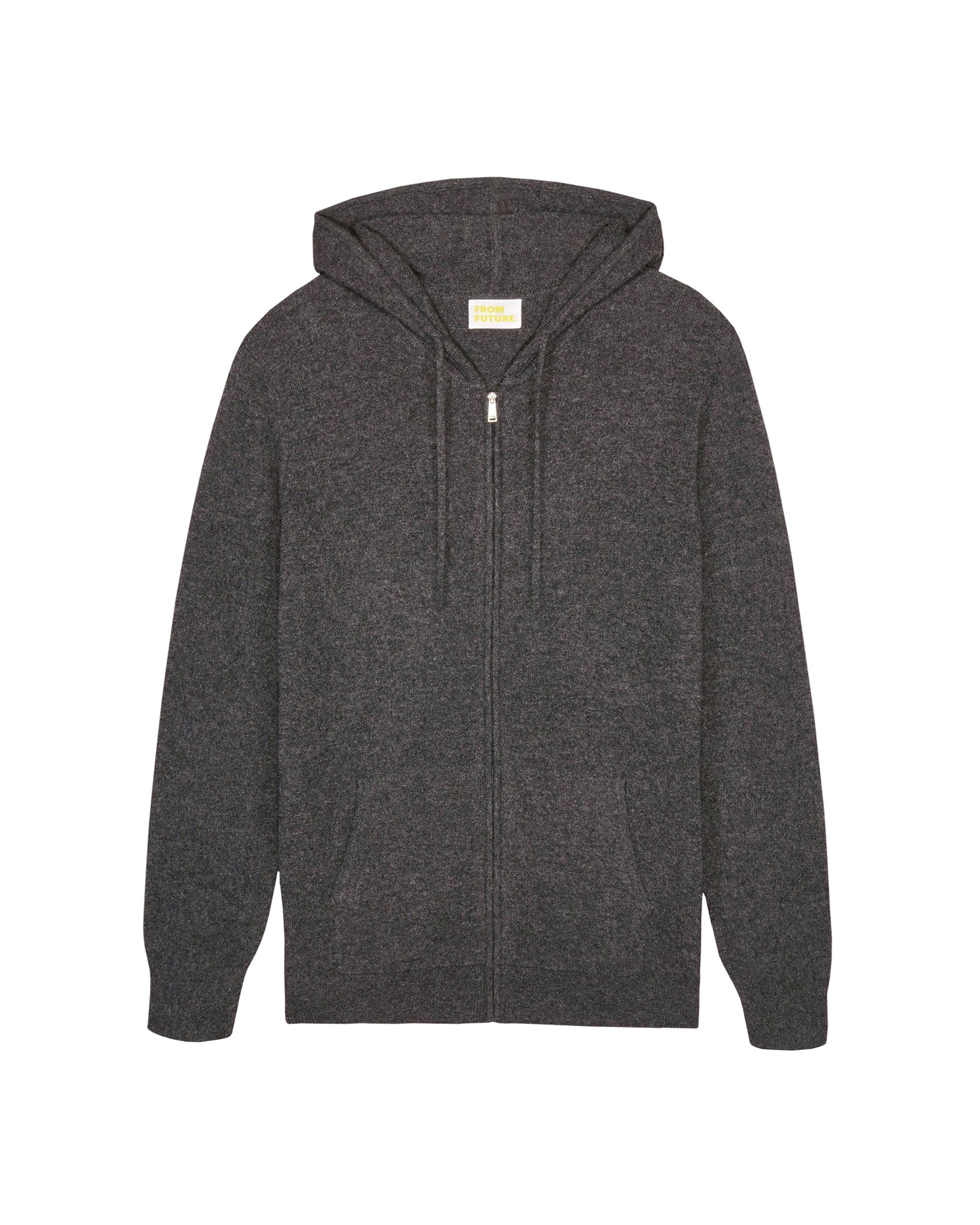 Hoodie zippé Geant Leaf en cachemire - Anthracite