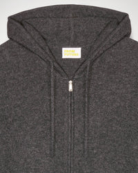 Hoodie zippé Geant Leaf en cachemire - Anthracite