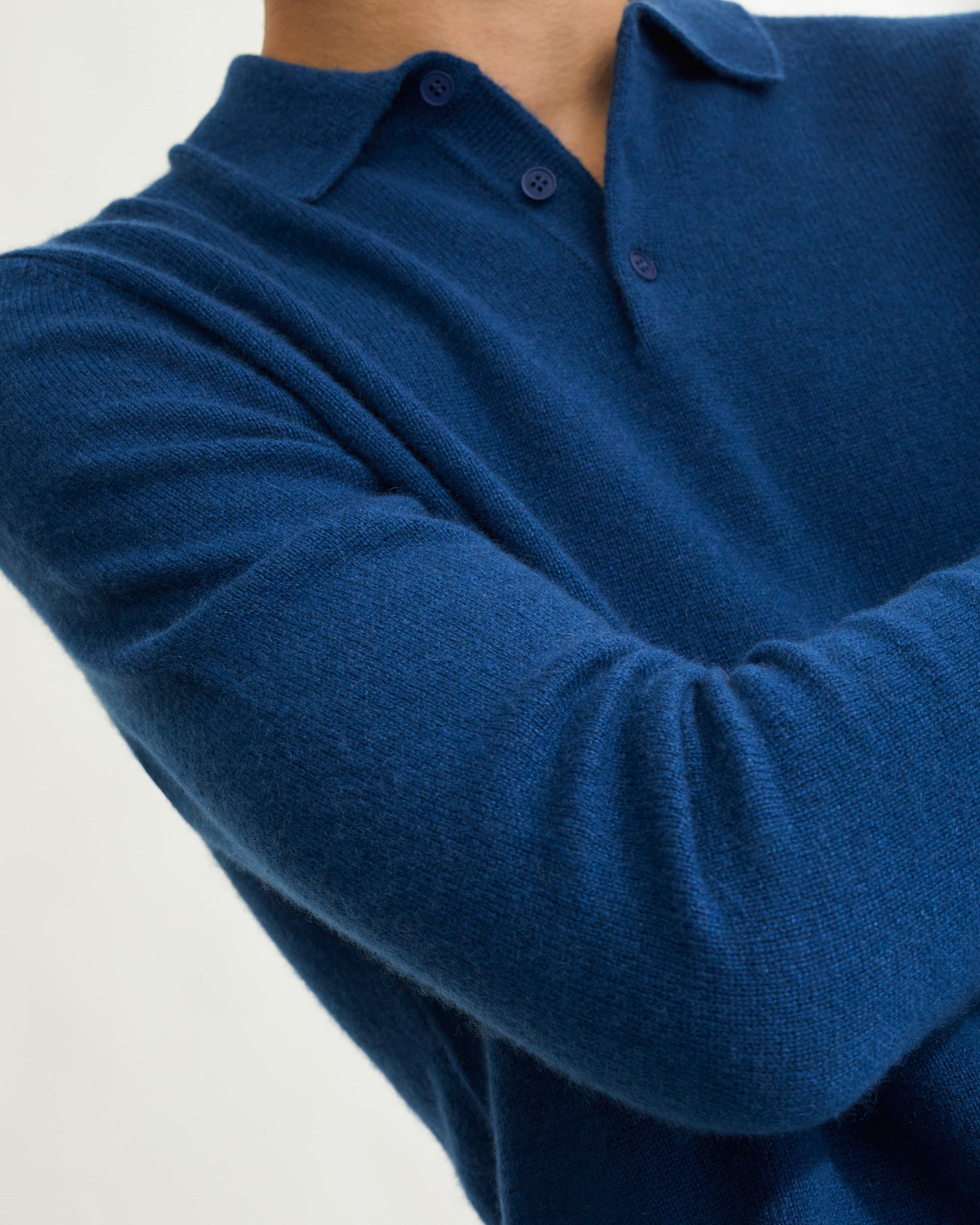 Pull polo Light en cachemire - Midnight Blue