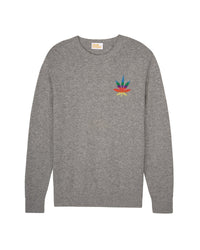Pull à col rond Mini Leaf en cachemire - Dark Heather Gray