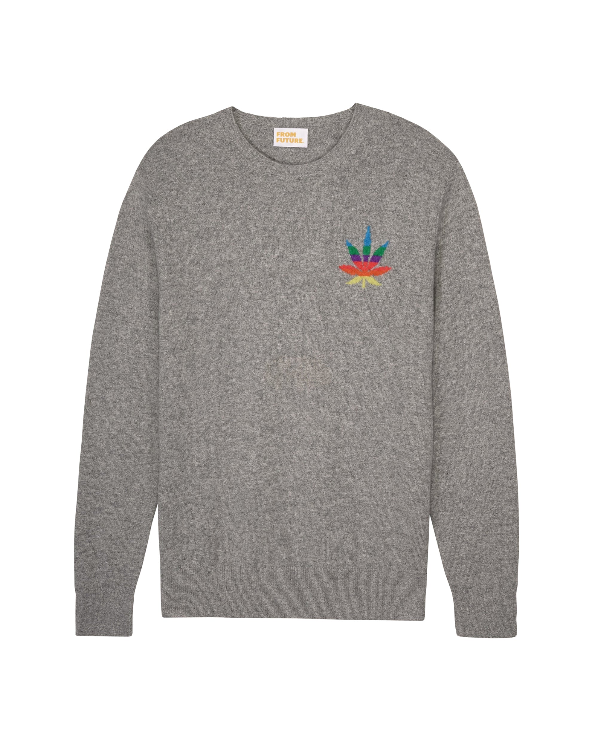 Pull à col rond Mini Leaf en cachemire - Dark Heather Gray