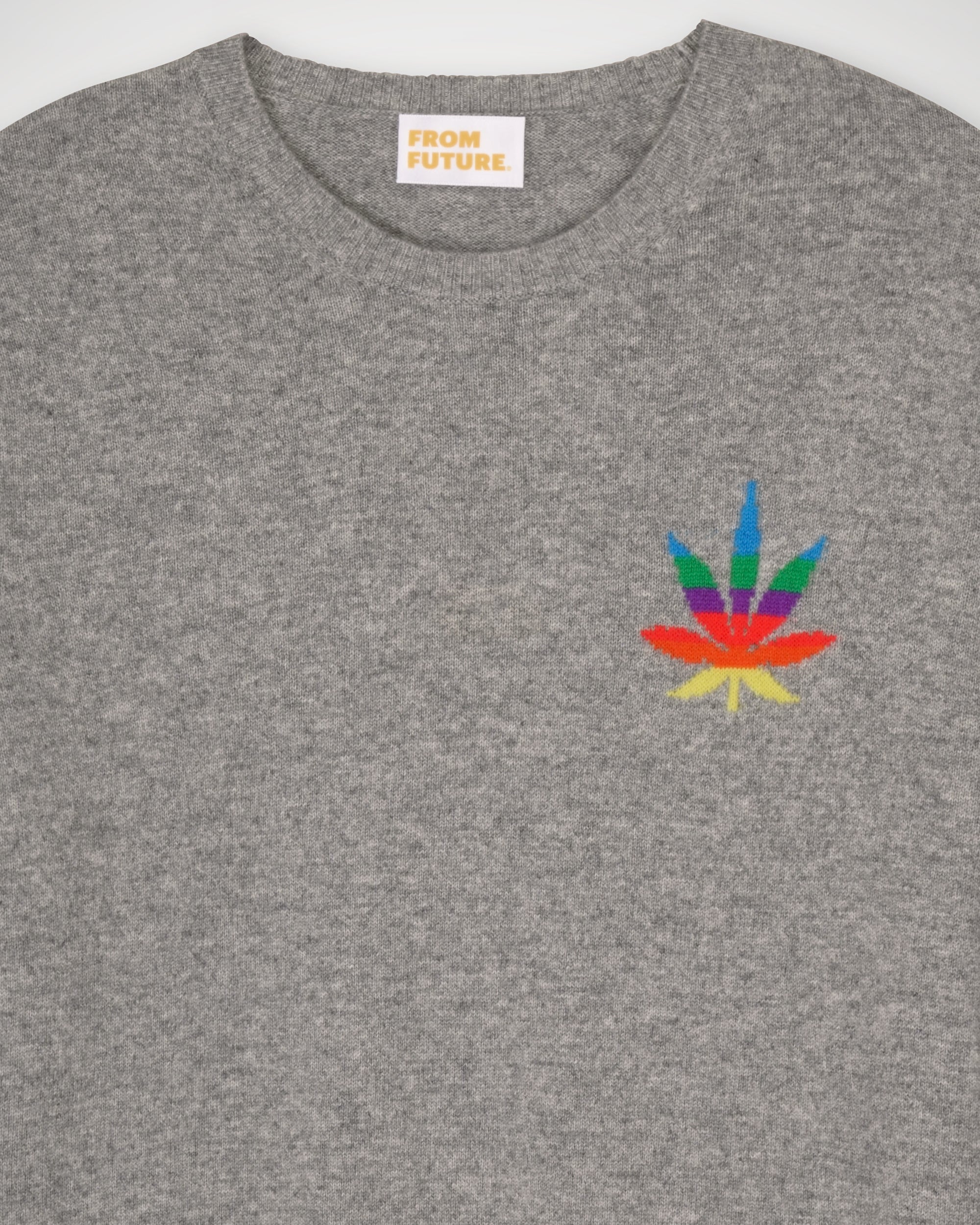 Pull à col rond Mini Leaf en cachemire - Dark Heather Gray