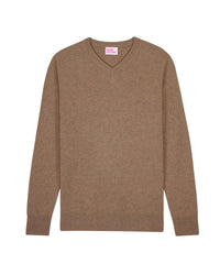 Pull à col V en cachemire - Taupe