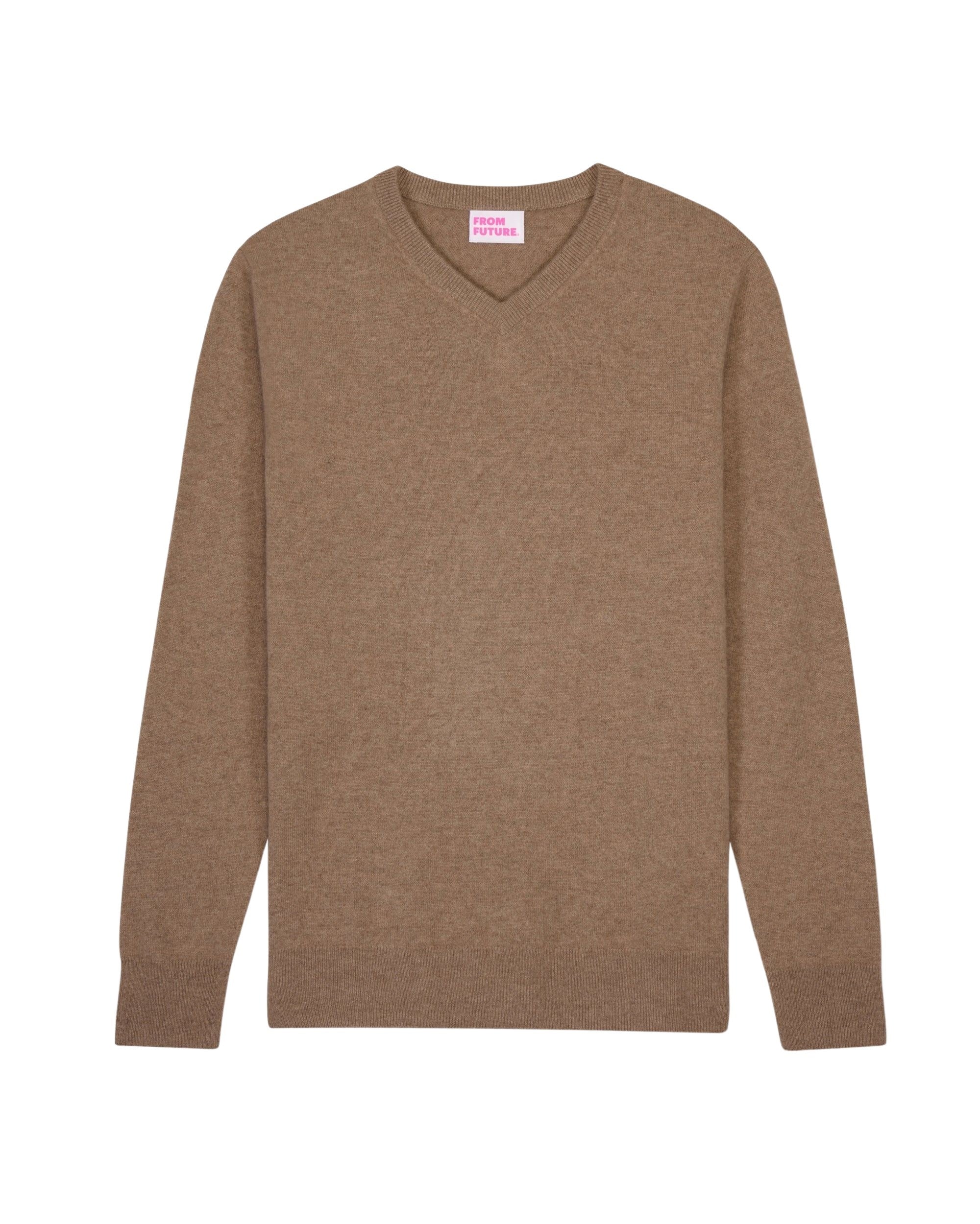 Pull à col V en cachemire - Taupe