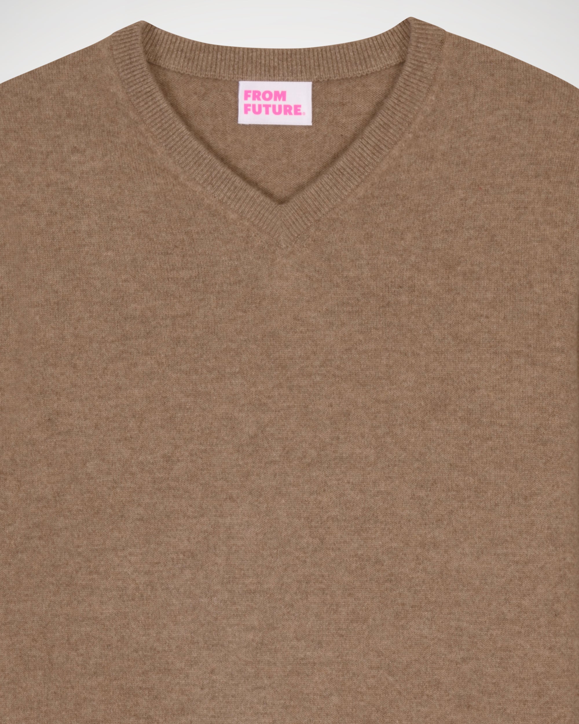 Pull à col V en cachemire - Taupe