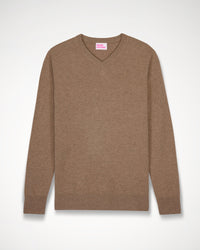 Pull à col V en cachemire - Taupe