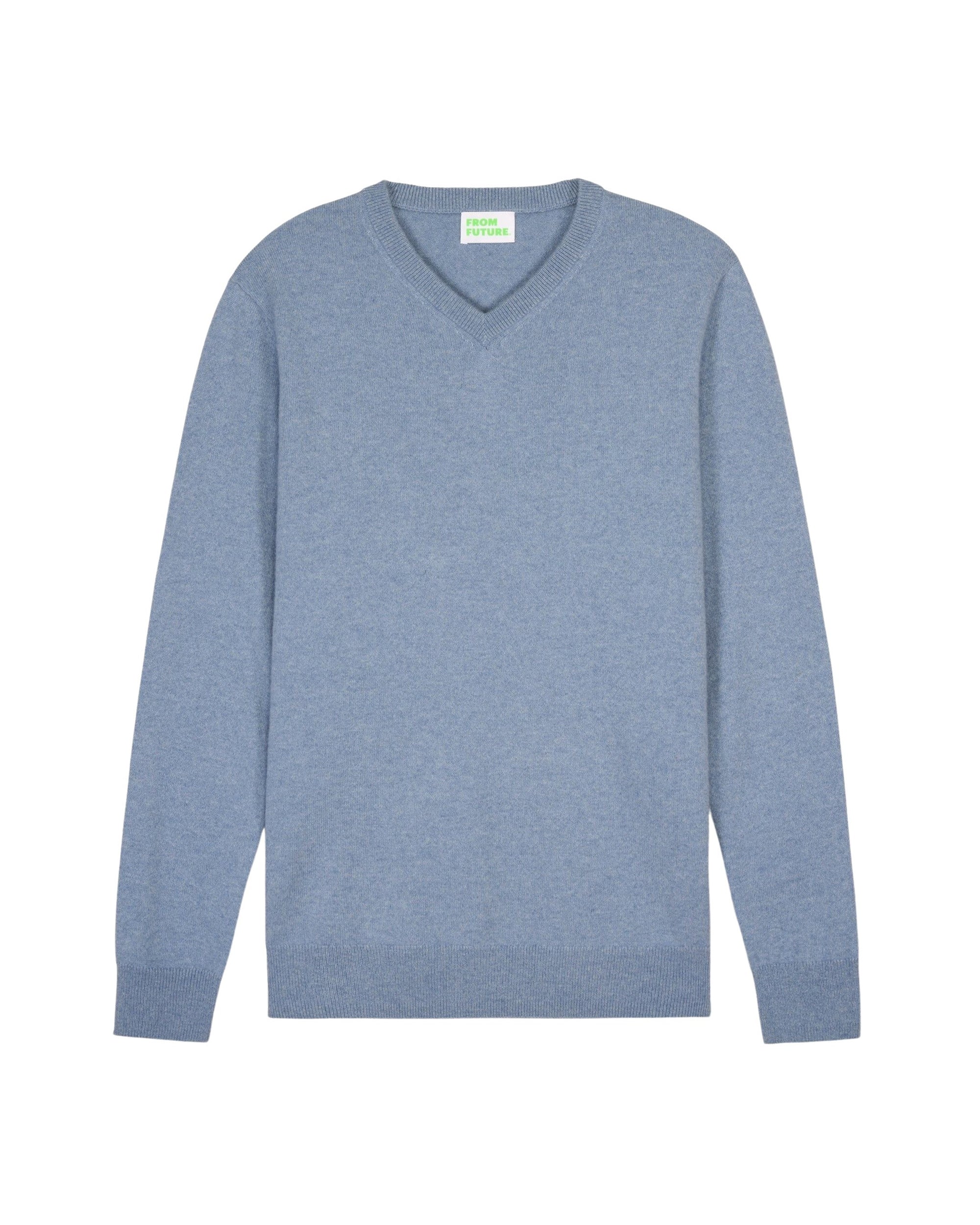Pull à col V en cachemire - Denim Blue