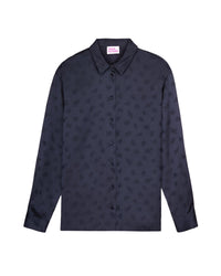 Chemise à manches longues Suzanna en soie - Navy Jacquard