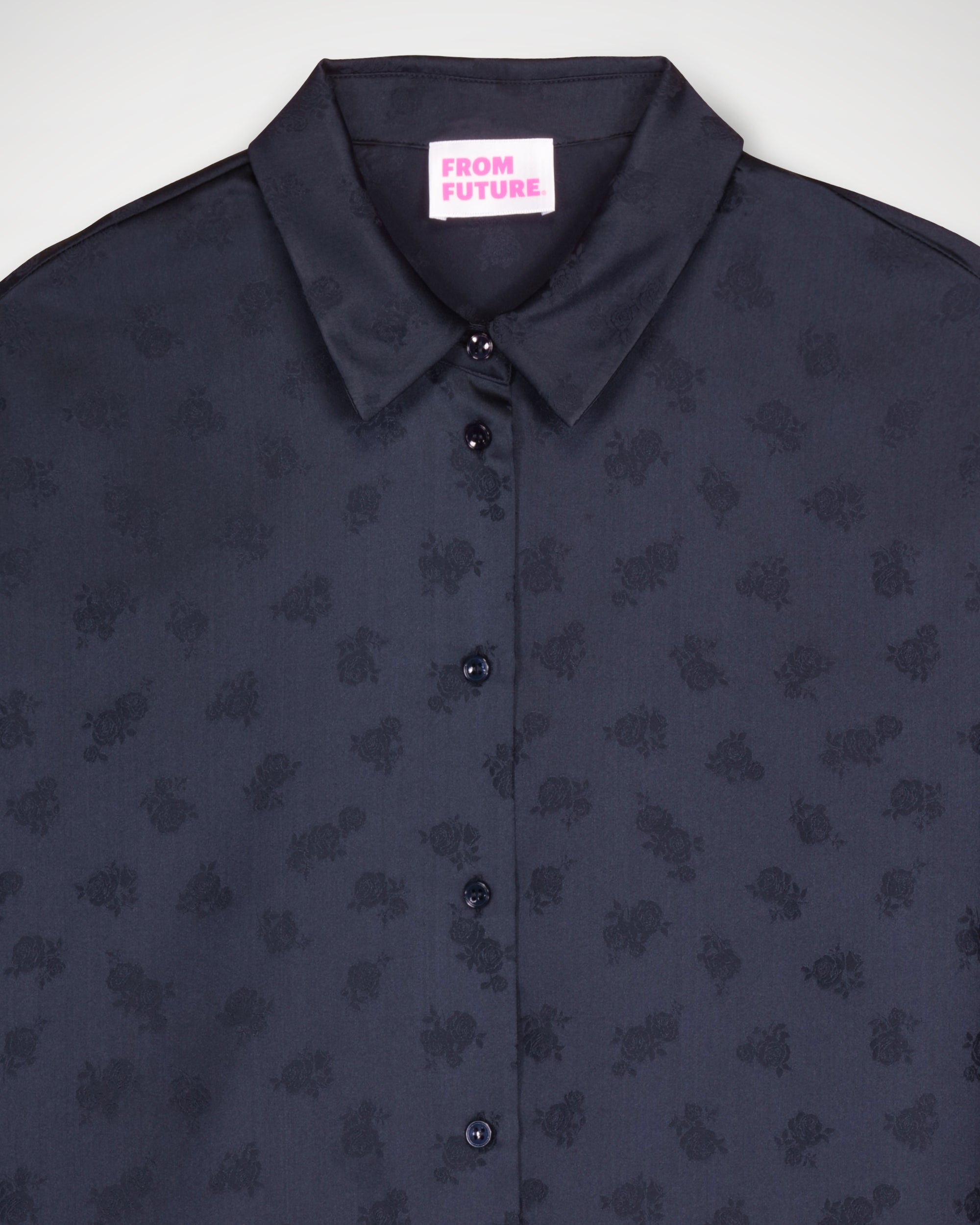 Chemise à manches longues Suzanna en soie - Navy Jacquard