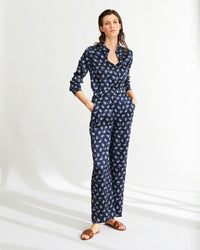 Combinaison Jacky en soie - Navy Bandana