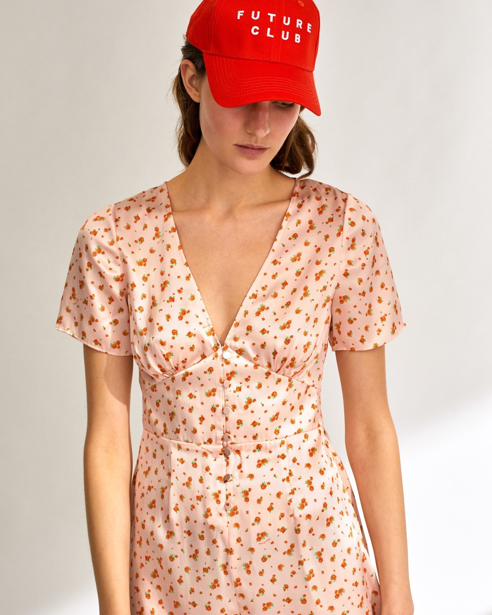 Combinaison Ava en soie - Peach Mini Rose