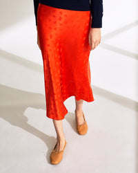 Jupe Carmen en soie - Jacquard Orange
