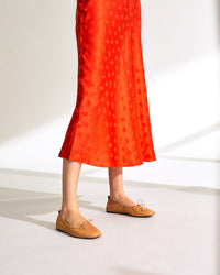 Jupe Carmen en soie - Jacquard Orange