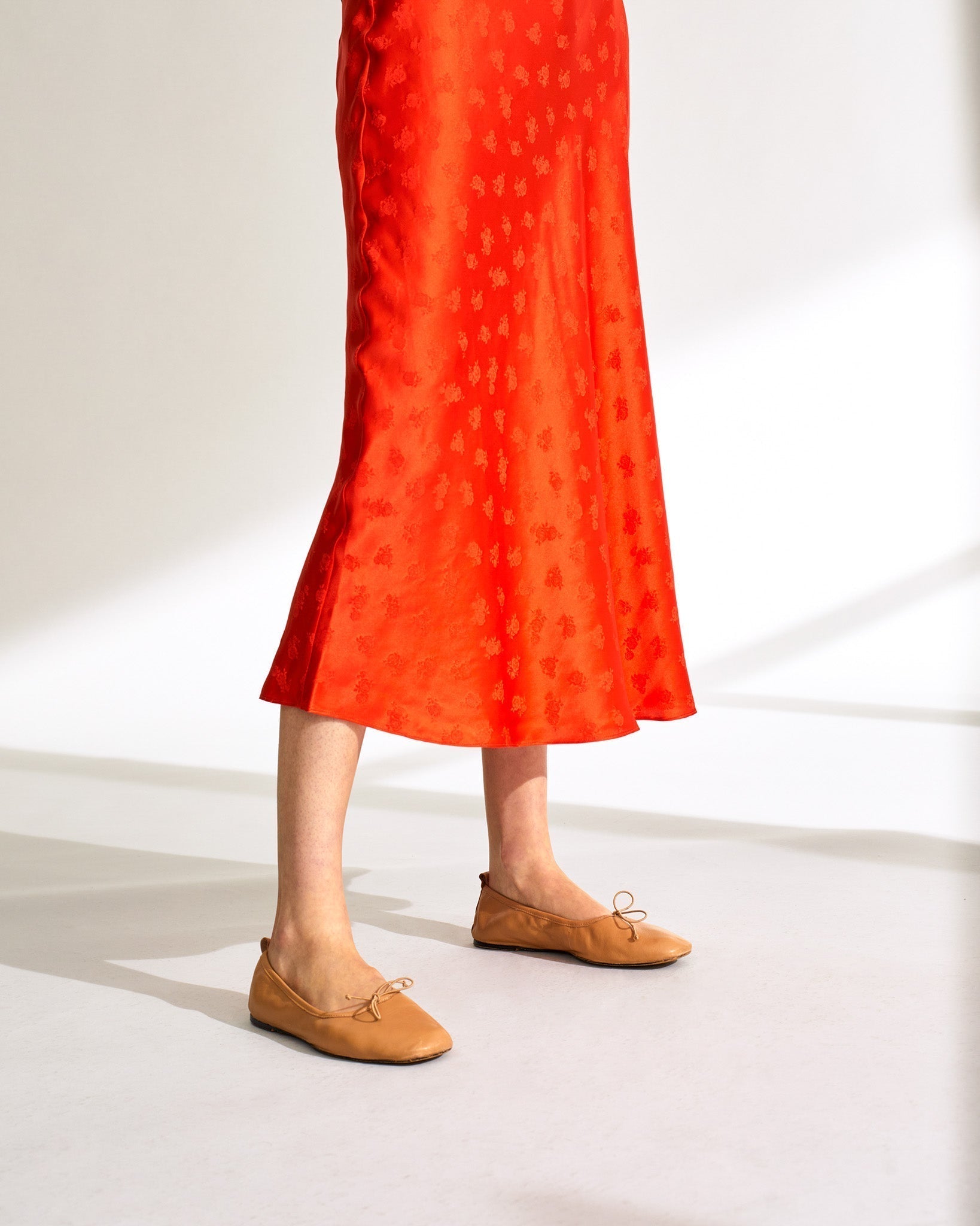 Jupe Carmen en soie - Jacquard Orange