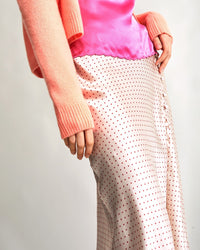 Jupe Romy en soie - Nude Polka Dot
