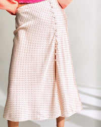 Jupe Romy en soie - Nude Polka Dot