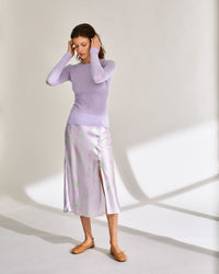 Jupe Romy en soie - Lilac Maxi Flowers