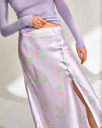 Jupe Romy en soie - Lilac Maxi Flowers