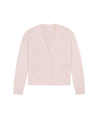 Cardigan court Light et pointelle en cachemire - Powder Pink