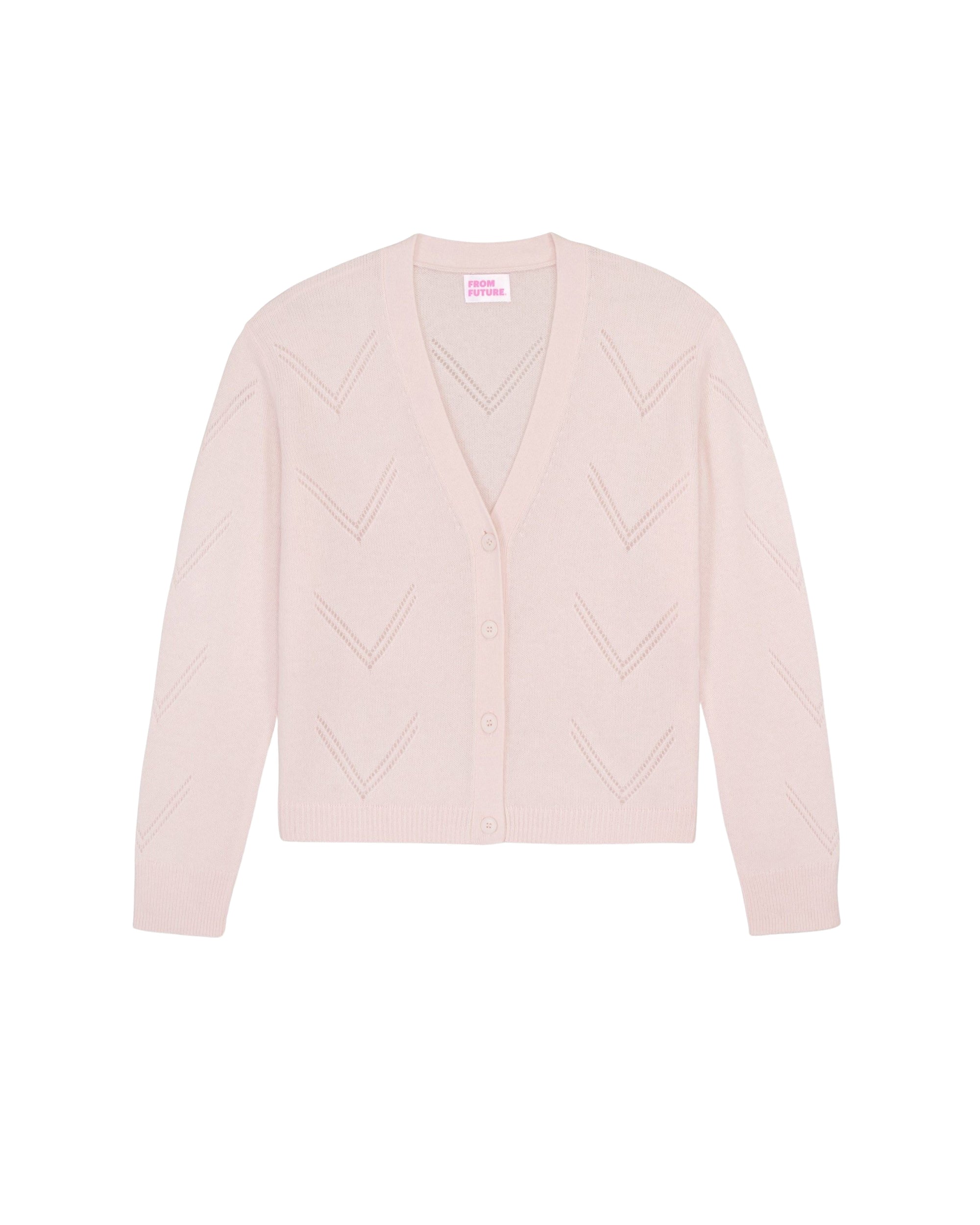 Cardigan court Light et pointelle en cachemire - Powder Pink