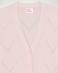 Cardigan court Light et pointelle en cachemire - Powder Pink