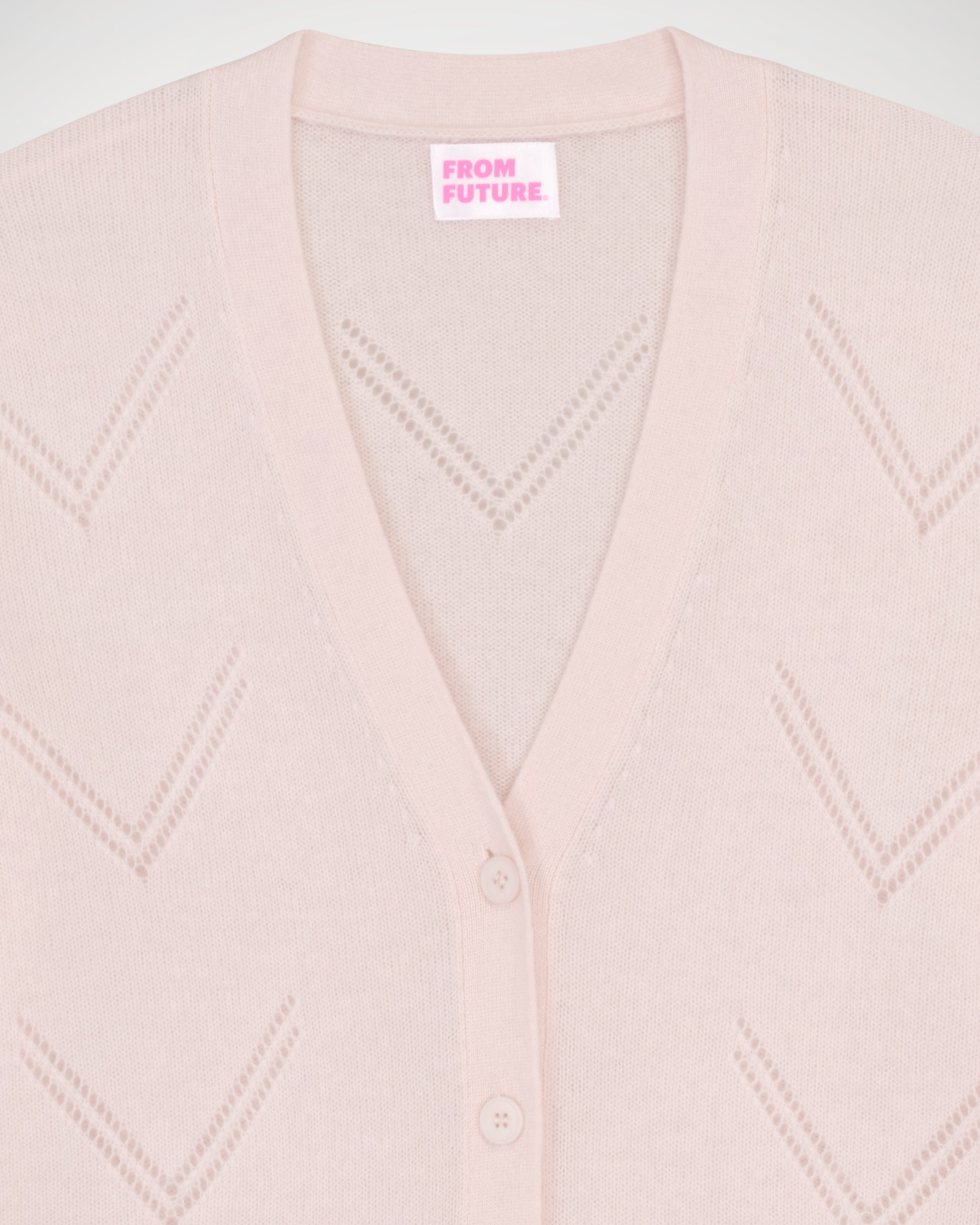 Cardigan court Light et pointelle en cachemire - Powder Pink
