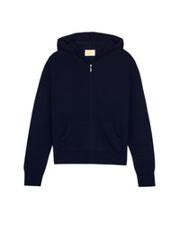 Hoodie court et zippé en cachemire - Navy