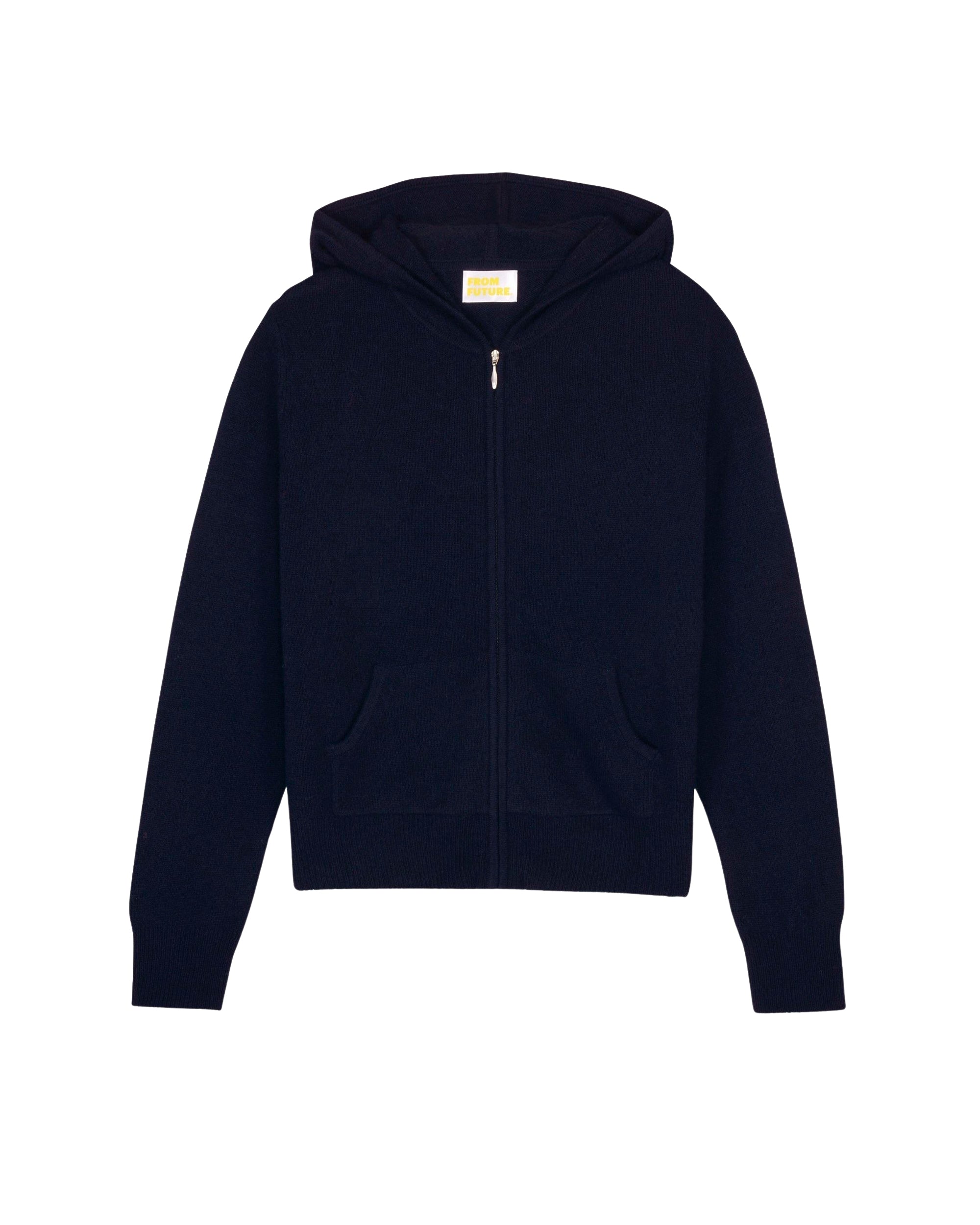 Hoodie court et zippé en cachemire - Navy