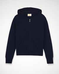 Hoodie court et zippé en cachemire - Navy