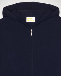 Hoodie court et zippé en cachemire - Navy