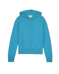 Hoodie court et zippé en cachemire - Holiday Blue