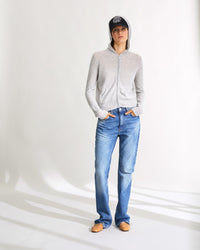 Hoodie court et zippé en cachemire - Light Heather Gray