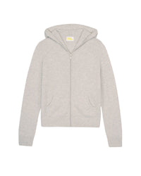 Hoodie court et zippé en cachemire - Light Heather Gray