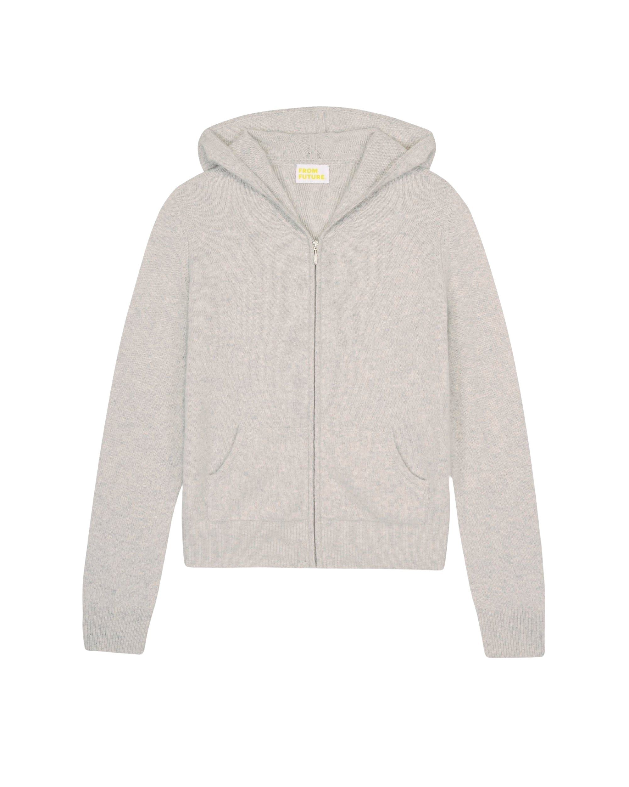 Hoodie court et zippé en cachemire - Light Heather Gray