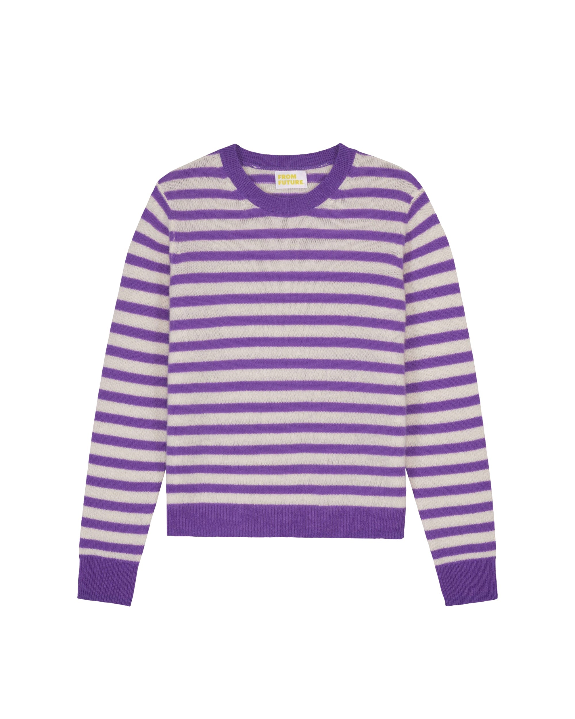 Pull Light à col rond à rayures en cachemire - Neon Purple