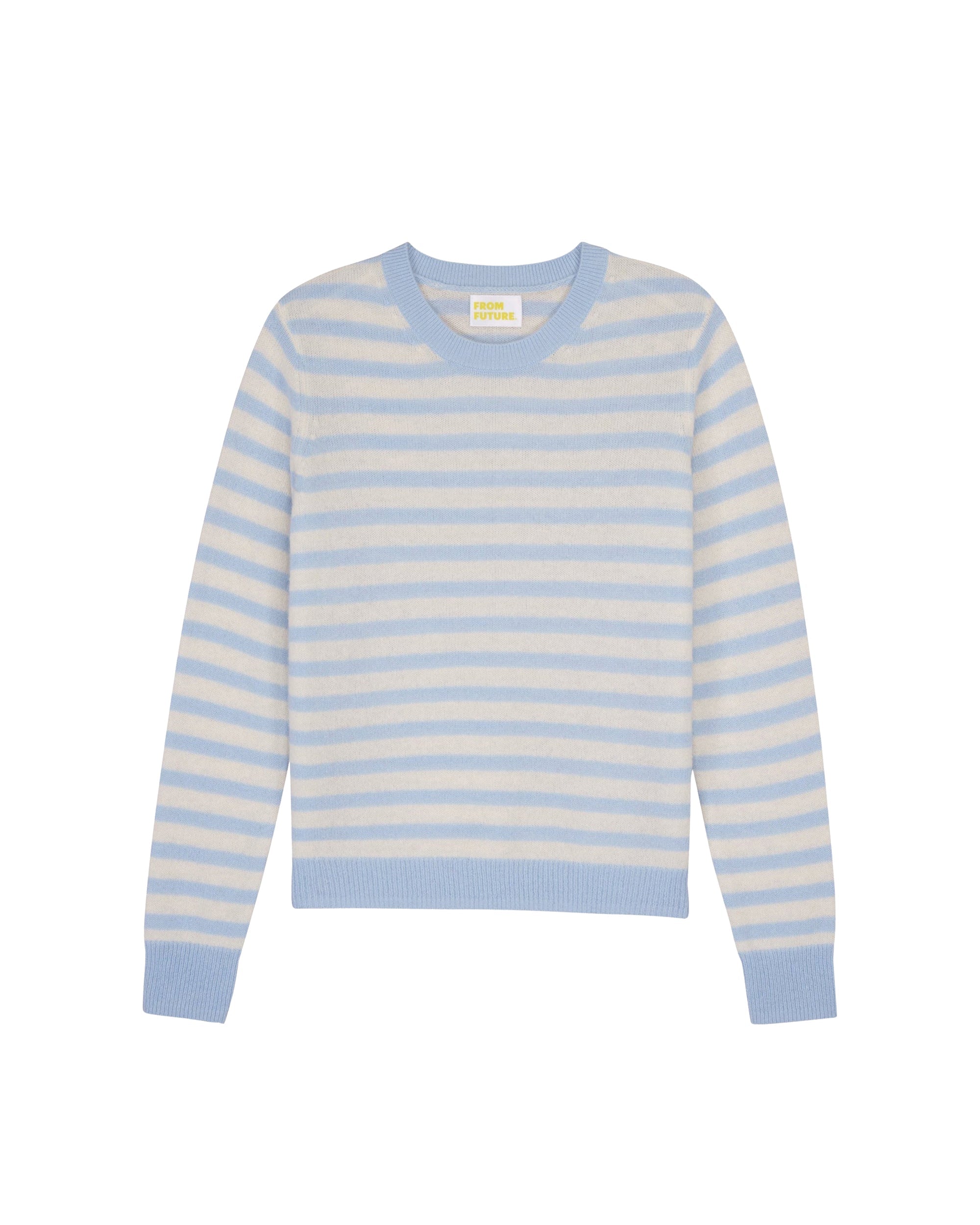 Pull Light à col rond à rayures en cachemire - Sweet Blue