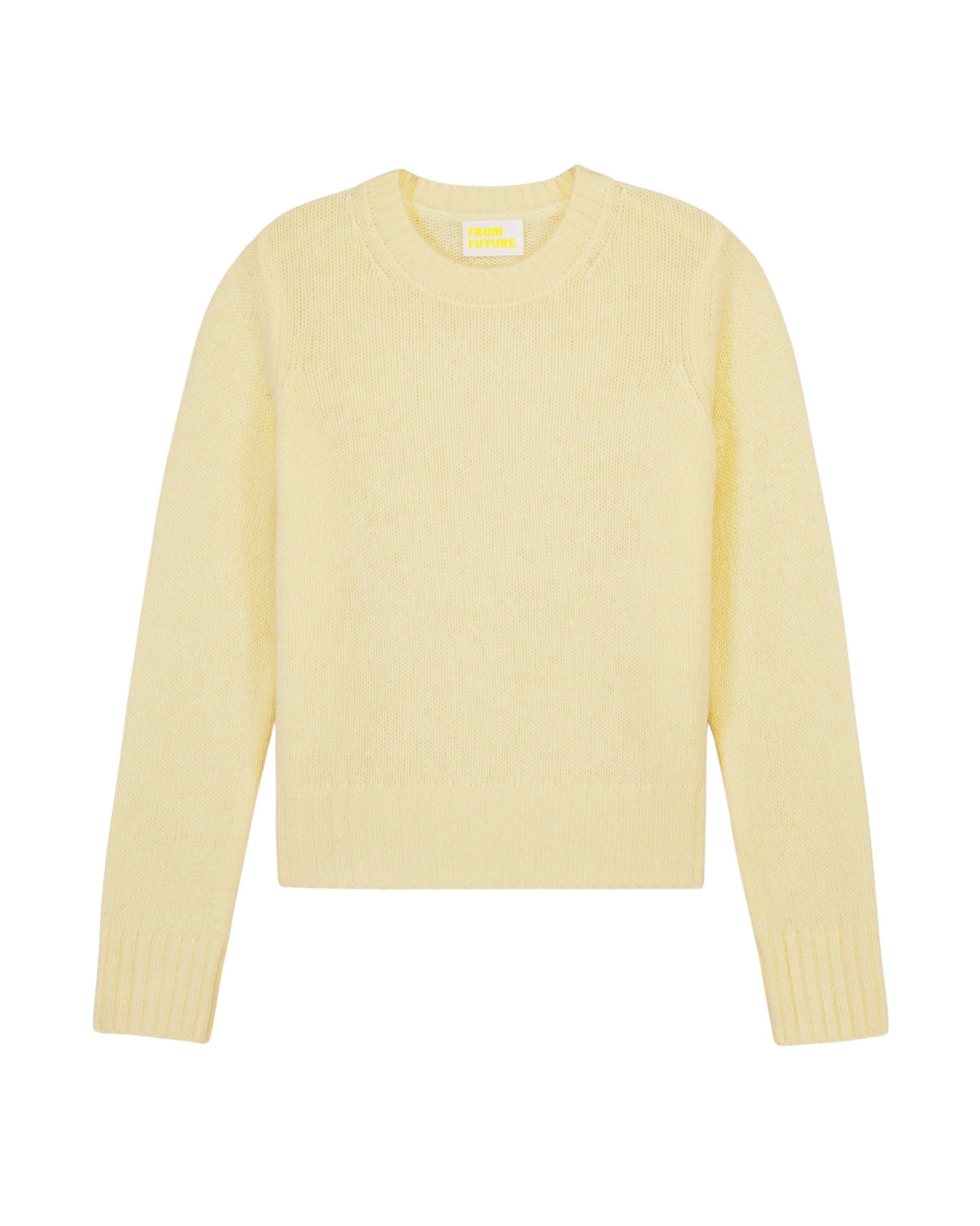 Pull court Light à col rond en cachemire - Straw Yellow
