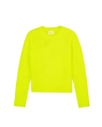 Pull court Light à col rond en cachemire - Neon Yellow
