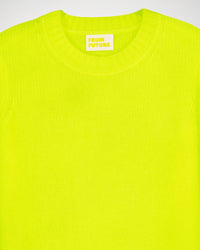 Pull court Light à col rond en cachemire - Neon Yellow